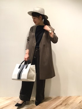 「Moname（モナーム）のアイテム（その他パンツ）」を使った、まつお(⍢)さん（レディース・158cm）の秋コーディネート