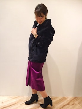 「アイテム（ムートンコート）」を使った、まつお(⍢)さん（レディース・158cm）の秋コーディネート