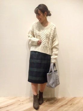 「ORCIVAL（オーシバル）のアイテム（トートバッグ）」を使った、まつお(⍢)さん（レディース・158cm）の秋コーディネート
