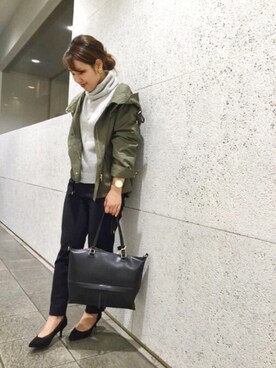 「シンプルおしゃれが好き」｜「アイテム（ブルゾン）」を使った、まつお(⍢)さん（レディース・158cm）の秋コーディネート