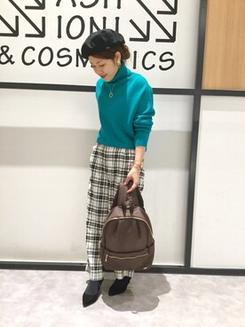「新年一発目」｜「アイテム（ハンチング/ベレー帽）」を使った、まつお(⍢)さん（レディース・158cm）の冬コーディネート