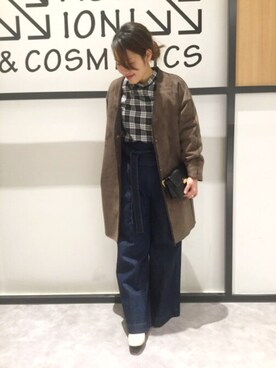 「NE QUITTEZ PAS!（ヌキテパ）のアイテム（パンツ）」を使った、まつお(⍢)さん（レディース・158cm）の冬コーディネート