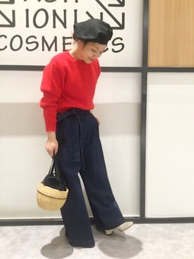 「NE QUITTEZ PAS!（ヌキテパ）のアイテム（パンツ）」を使った、まつお(⍢)さん（レディース・158cm）の冬コーディネート