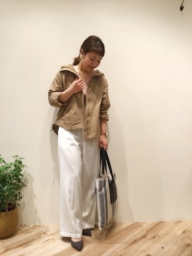 「リブニット」｜「アイテム（マウンテンパーカー）」を使った、まつお(⍢)さん（レディース・158cm）の冬コーディネート