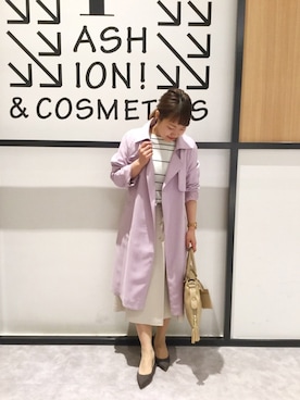 「ピンクコート」｜「アイテム（その他アウター）」を使った、まつお(⍢)さん（レディース・158cm）の春コーディネート