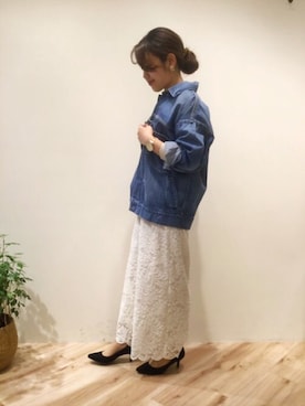 「Moname（モナーム）のアイテム（ジャケット/アウター）」を使った、まつお(⍢)さん（レディース・158cm）の春コーディネート
