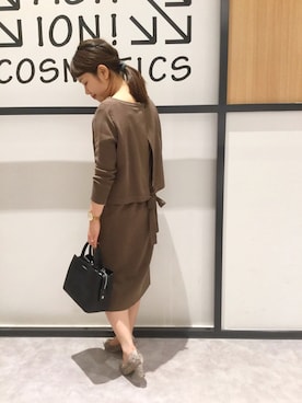 「お食事会」｜「アイテム（ワンピース）」を使った、まつお(⍢)さん（レディース・158cm）の春コーディネート