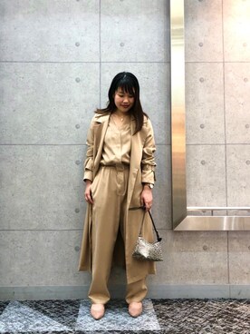 「ジャンプスーツ」｜「アイテム（その他アウター）」を使った、まつお(⍢)さん（レディース・158cm）の春コーディネート