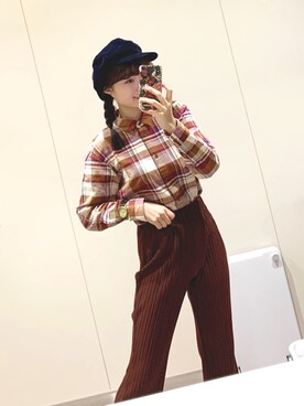 「しまむら（シマムラ）のアイテム（パンツ）」を使った、ざわわんさん（レディース・162cm）の冬コーディネート