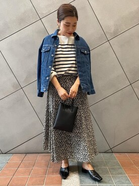 「Tシャツ/カットソー」｜「アイテム（デニムジャケット）」を使った、yamazoe_aさん（レディース・160cm）の夏コーディネート