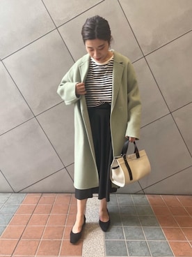 「Tシャツ/カットソー」｜「アイテム（チェスターコート）」を使った、yamazoe_aさん（レディース・160cm）の秋コーディネート