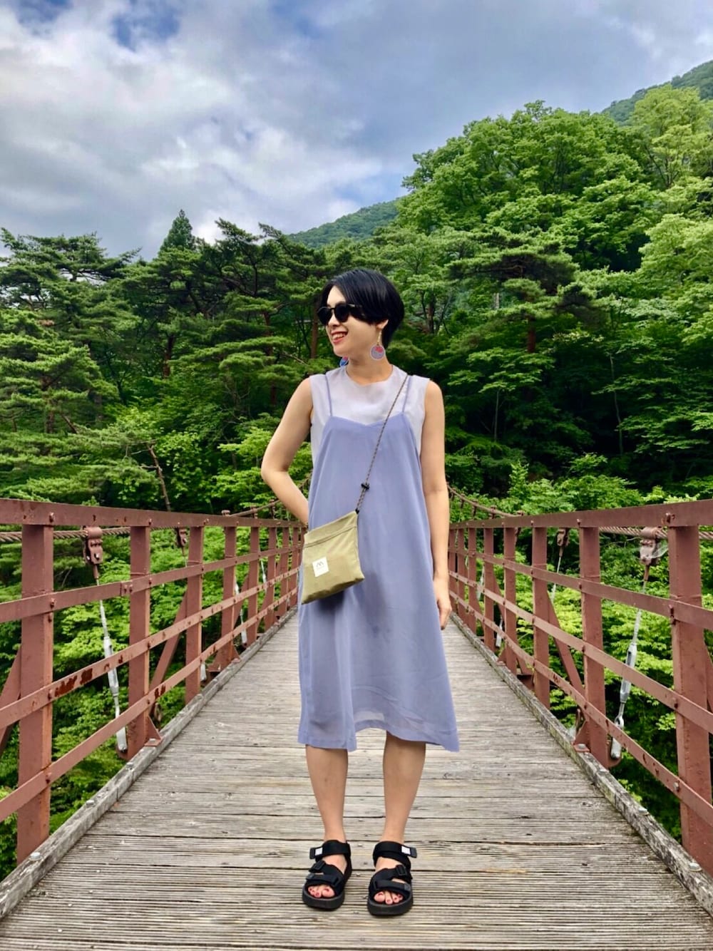 「二の腕解禁、IamI in fact…、IamI、鬼怒川温泉」｜「I am I in fact...のアイテム（ワンピース、ブルー系）」を使った、endo さん（レディース・162cm）の夏コーディネートの1枚目の写真
