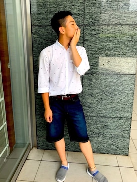「激安コーデ」｜「アイテム（スリッポン）」を使った、りっくんりっくんさん（メンズ・168cm）の夏コーディネート
