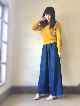 「アイテム（バングル/リストバンド）」を使った、よっこいさん（レディース・160cm・20代）の秋コーディネート