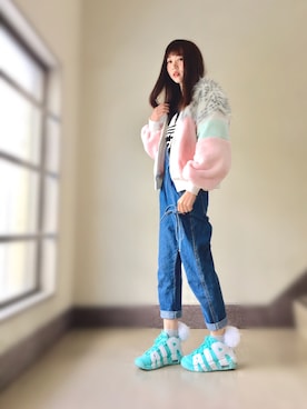 「adidas（アディダス）のアイテム（スウェット）」を使った、よっこいさん（レディース・160cm）の冬コーディネート