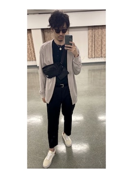 「BEAUTY&YOUTH UNITED ARROWS（ビューティーアンドユースユナイテッドアローズ）のアイテム（スラックス、ブラック系）」を使った、鈴木 貴幸さん（メンズ・182cm）の夏コーディネート