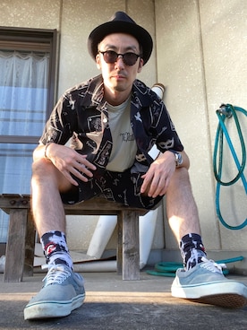「COOTIE PRODUCTIONS（クーティープロダクションズ）のアイテム（Tシャツ/カットソー）」を使った、鈴木 貴幸さん（メンズ・182cm・30代）の夏コーディネート
