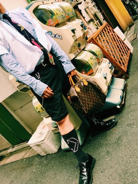 「Yohji Yamamoto（ヨウジヤマモト）のアイテム（レッグウェア）」を使った、Ukiさん（メンズ・169cm）の秋コーディネート