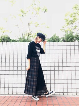 「CONVERSE TOKYO（コンバーストウキョウ）のアイテム（キャスケット）」を使った、salahさん（レディース・157cm）の秋コーディネート