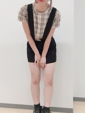 「バーバリー」｜「アイテム（サロペット/オーバーオール）」を使った、ゆうかさん（レディース・153cm）の夏コーディネート