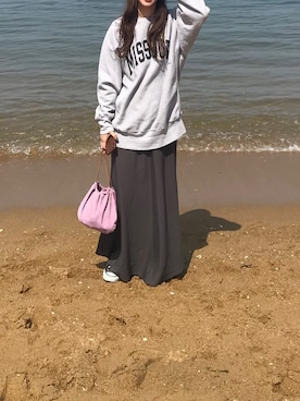 「ISOOK（アイスー）のアイテム（スカート）」を使った、しのさん（レディース・163cm）の春コーディネート