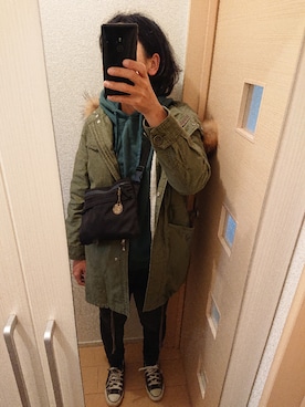 「UNITED ARROWS（ユナイテッドアローズ）のアイテム（モッズコート）」を使った、munkunonamekujiさん（レディース・162cm）の冬コーディネート