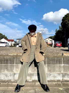 「古着好きな人と繋がりたい」｜「アイテム（モッズコート）」を使った、あいあいさん（メンズ・158cm）の秋コーディネート