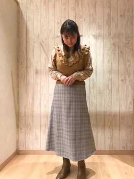 「チョコ色に染まれ」｜「アイテム（ブーツ）」を使った、くまがいさん（レディース・163cm）の冬コーディネート