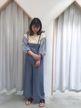 「POU DOU DOU（プードゥドゥ）のアイテム（オールインワン・サロペット）」を使った、くまがいさん（レディース・163cm）の春コーディネート