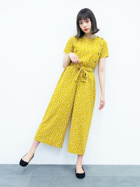 「LEBECCA boutique（レベッカブティック）のアイテム（サロペット/オーバーオール、イエロー系）」を使った、lebeccaboutique0312さん（レディース・158cm）の春コーディネート