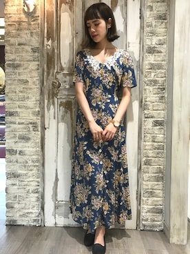 「LEBECCA boutique（レベッカブティック）のアイテム（ワンピース、ブルー系）」を使った、lebeccaboutique0312さん（レディース・158cm）の春コーディネート