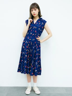 「古着」｜「アイテム（シャツワンピース）」を使った、lebeccaboutique0312さん（レディース・158cm）の夏コーディネート