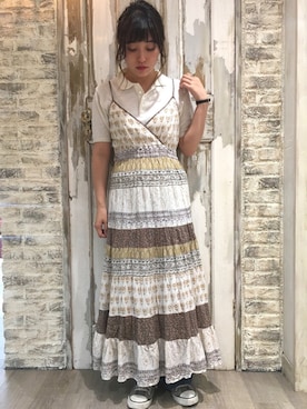 「LEBECCA boutique（レベッカブティック）のアイテム（シャツ/ブラウス、ホワイト系）」を使った、lebeccaboutique0312さん（レディース・158cm）の夏コーディネート