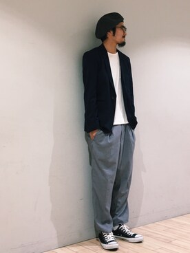 「JUNRED（ジュンレッド）のアイテム（ハンチング/ベレー帽）」を使った、kokiさん（メンズ・170cm）の秋コーディネート