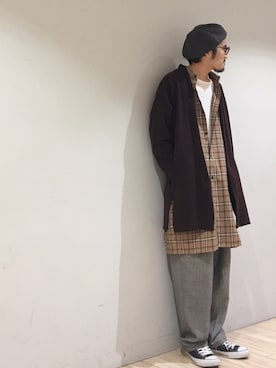 「JUNRED（ジュンレッド）のアイテム（ハンチング/ベレー帽）」を使った、kokiさん（メンズ・170cm）の秋コーディネート