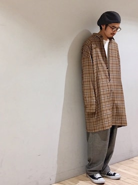 「JUNRED（ジュンレッド）のアイテム（ハンチング/ベレー帽）」を使った、kokiさん（メンズ・170cm）の秋コーディネート