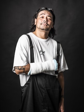 「COOKMAN（クックマン）のアイテム（サロペット/オーバーオール）」を使った、gonerさん（メンズ・182cm）の夏コーディネート