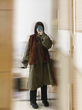 「Kastane（カスタネ）のアイテム（トレンチコート）」を使った、西瓜酱さん（レディース・163cm）の冬コーディネート