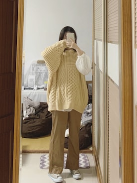 「Kastane（カスタネ）のアイテム（チノパンツ）」を使った、西瓜酱さん（レディース・163cm）の春コーディネート