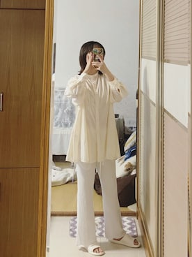 「Kastane（カスタネ）のアイテム（チノパンツ）」を使った、西瓜酱さん（レディース・163cm）の夏コーディネート