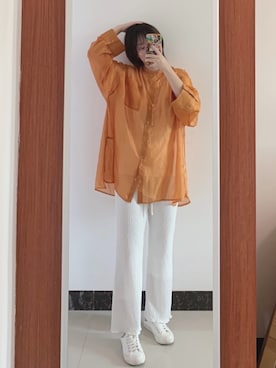 「Kastane（カスタネ）のアイテム（チノパンツ）」を使った、西瓜酱さん（レディース・163cm）の夏コーディネート