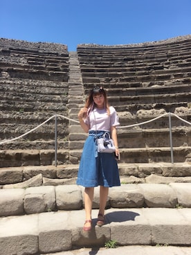 「URBAN RESEARCH（アーバンリサーチ）のアイテム（デニムスカート）」を使った、奶茶小公主さん（レディース・168cm）の夏コーディネート