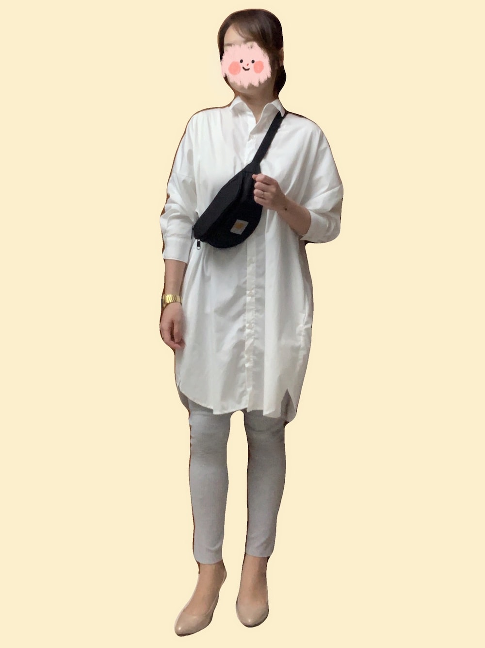 「LOWRYS FARMのアイテム（その他パンツ、グレー系）」を使った、Peggyさん（レディース・160cm）の秋コーディネートの1枚目の写真