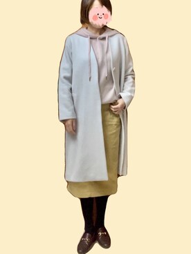 「NATURAL BEAUTY BASIC（ナチュラルビューティーベーシック）のアイテム（ノーカラーコート）」を使った、Peggyさん（レディース・160cm）の秋コーディネート