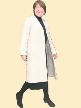 「NATURAL BEAUTY BASIC（ナチュラルビューティーベーシック）のアイテム（ノーカラーコート）」を使った、Peggyさん（レディース・160cm）の冬コーディネート
