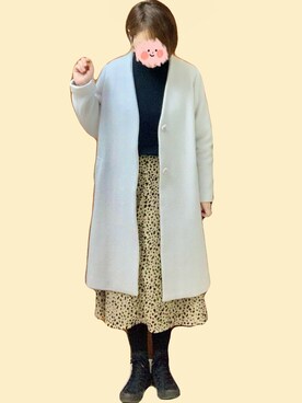 「NATURAL BEAUTY BASIC（ナチュラルビューティーベーシック）のアイテム（ノーカラーコート）」を使った、Peggyさん（レディース・160cm）の冬コーディネート
