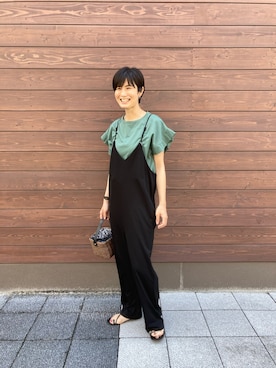 「ご近所コーデ」｜「アイテム（オールインワン・サロペット）」を使った、なつこさん（レディース・170cm）の夏コーディネート