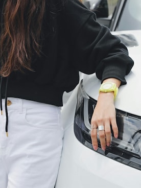 「アイテム（アナログ腕時計、イエロー系）」を使った、NIXONさん（レディース・164cm）の夏コーディネート