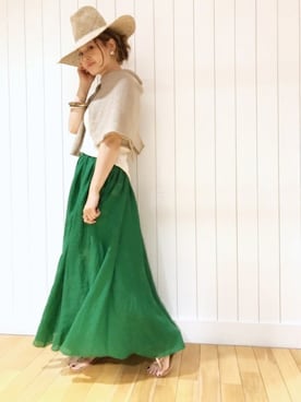 「Deuxieme Classe（ドゥーズィエムクラス）のアイテム（ニット/セーター）」を使った、HIROさん（レディース・164cm）の夏コーディネート