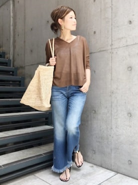 「NSF（エヌエスエフ）のアイテム」を使った、HIROさん（レディース・164cm）の夏コーディネート